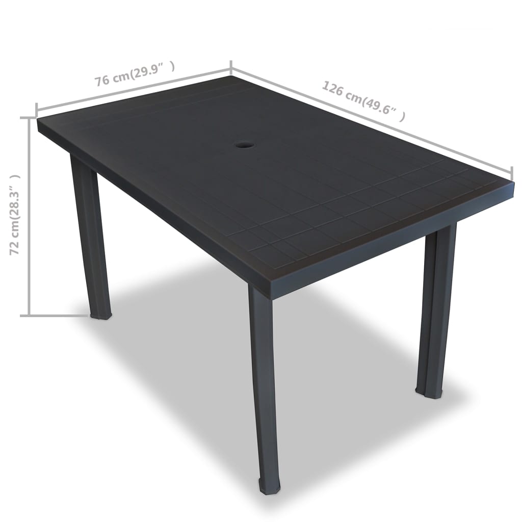 Gartentisch Anthrazit 126x76x72 cm Kunststoff