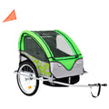 2-in-1 Fahrradanhänger und Kinderwagen Grün und Grau