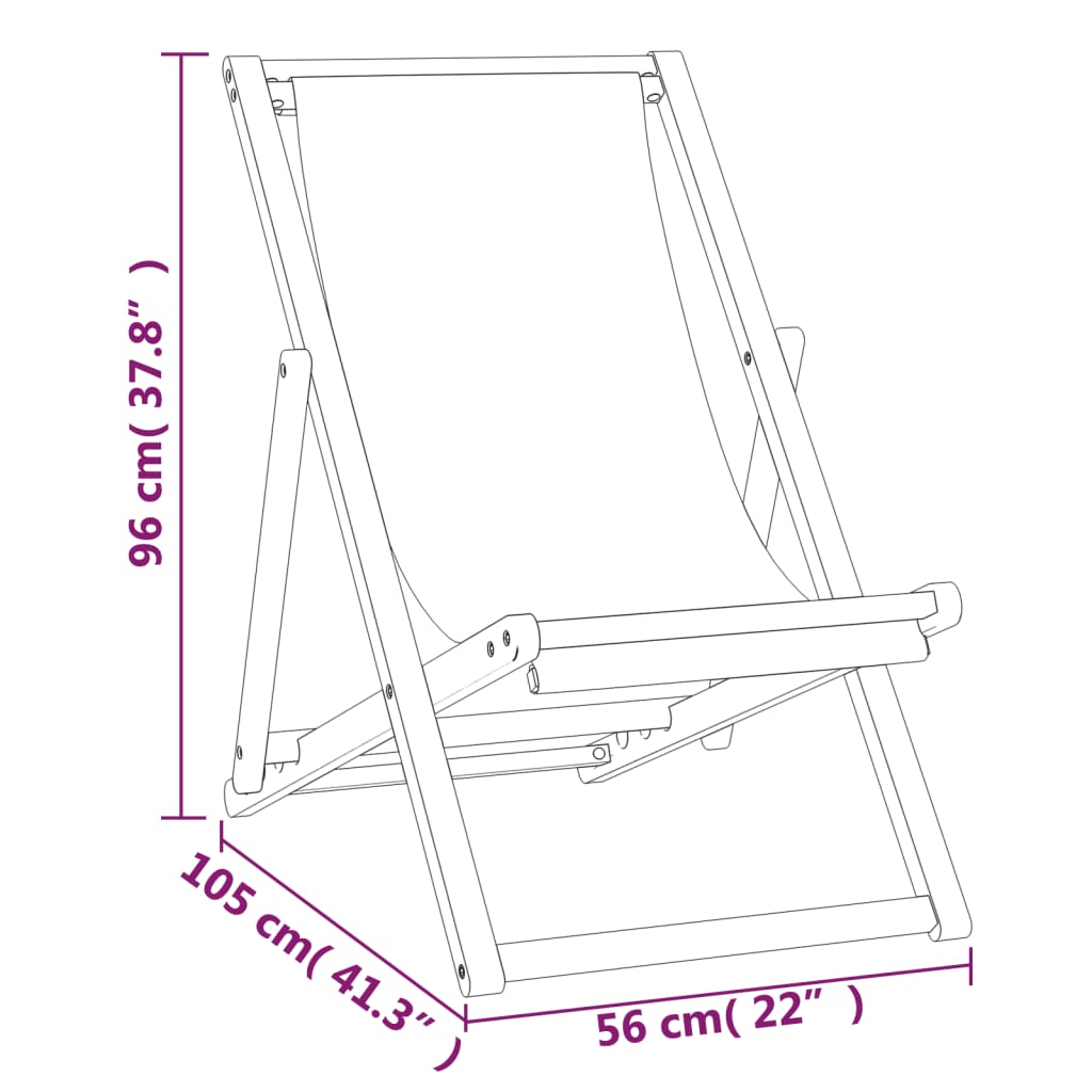 Liegestuhl Teak 56x105x96 cm Blau
