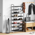 Schuhregal mit 8 Ablagen Metall und Vliesstoff Schwarz