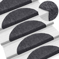 Stufenmatten Selbstklebend 15 Stk. 56x17x3 cm Dunkelgrau Halbrund