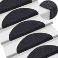 Stufenmatten Selbstklebend 15 Stk. 56x17x3 cm Schwarz Halbrund