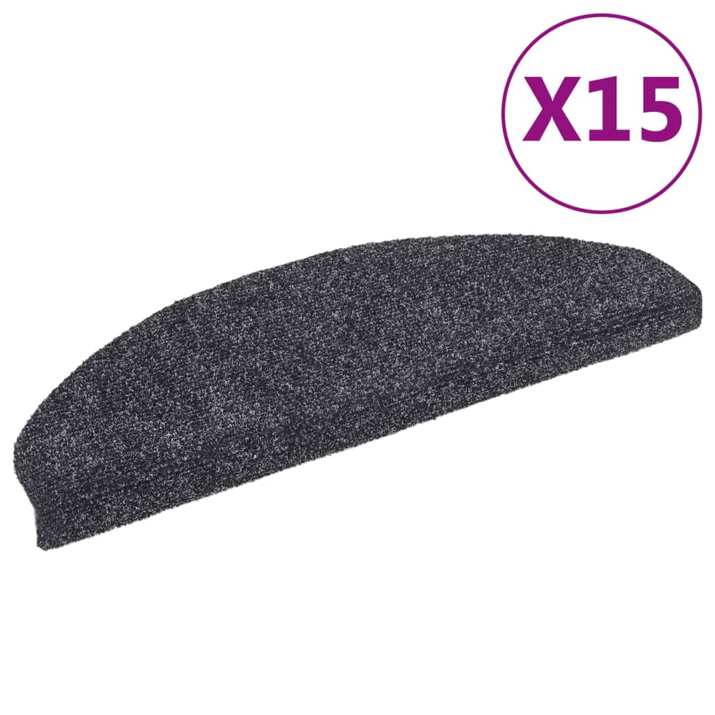 Stufenmatten Selbstklebend 15 Stk. 65x21x4 cm Dunkelgrau Halbrund Groß