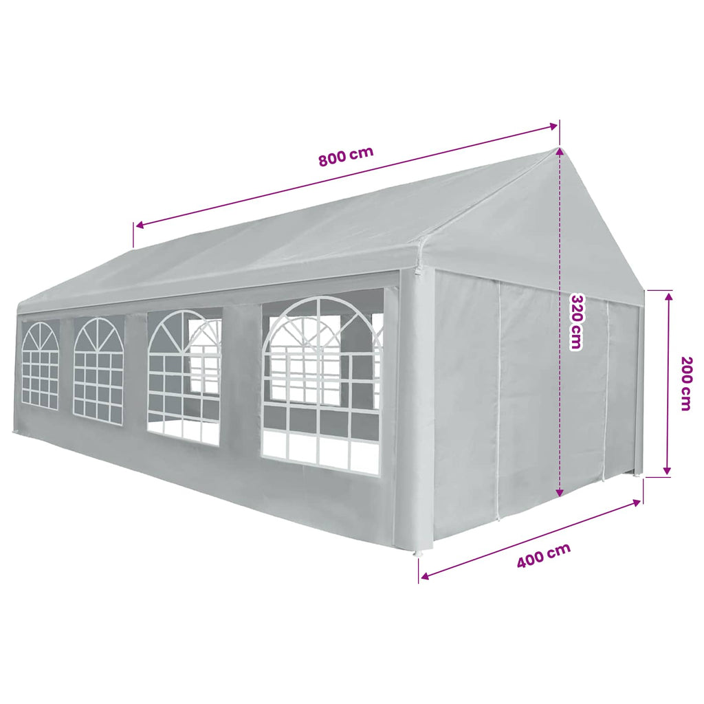 Zeltstoff ohne Gestell Grau 8 x 4 m PE