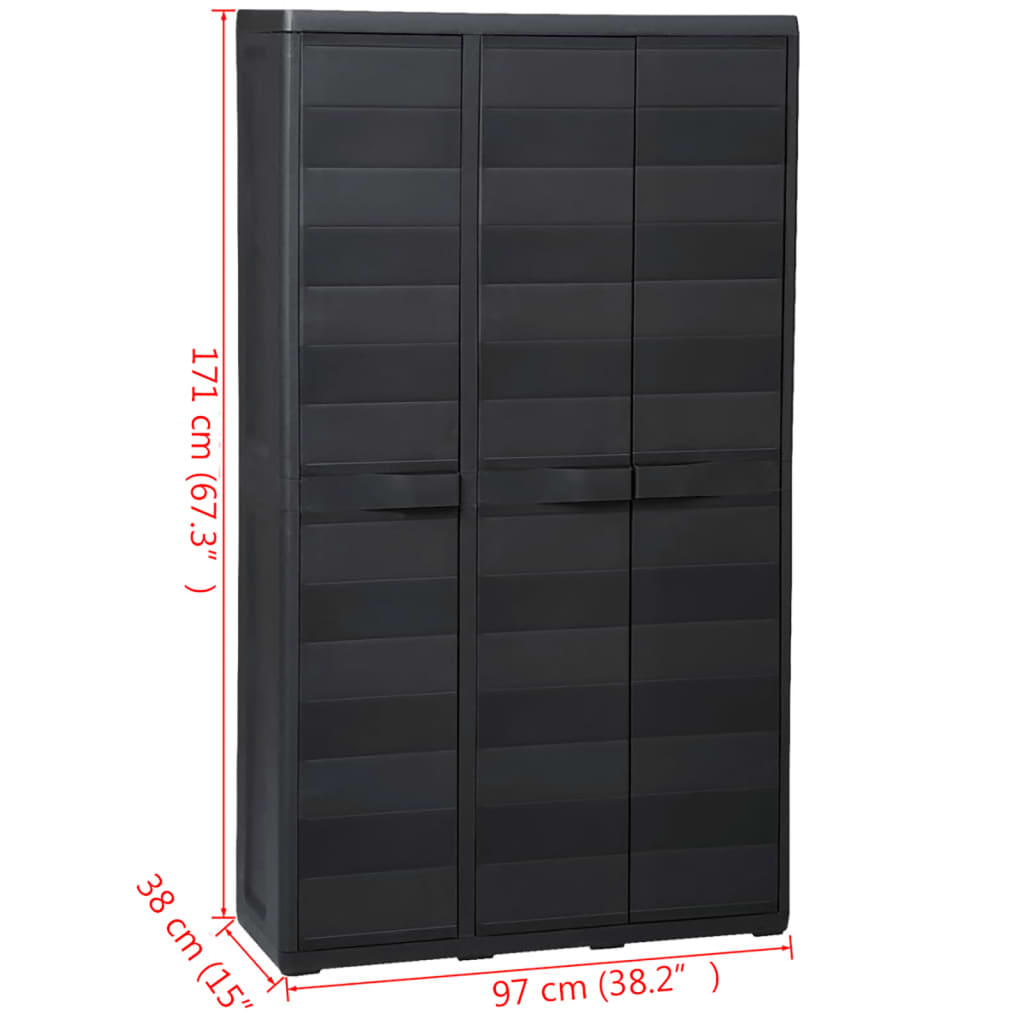 Gartenschrank mit 4 Regalen Schwarz