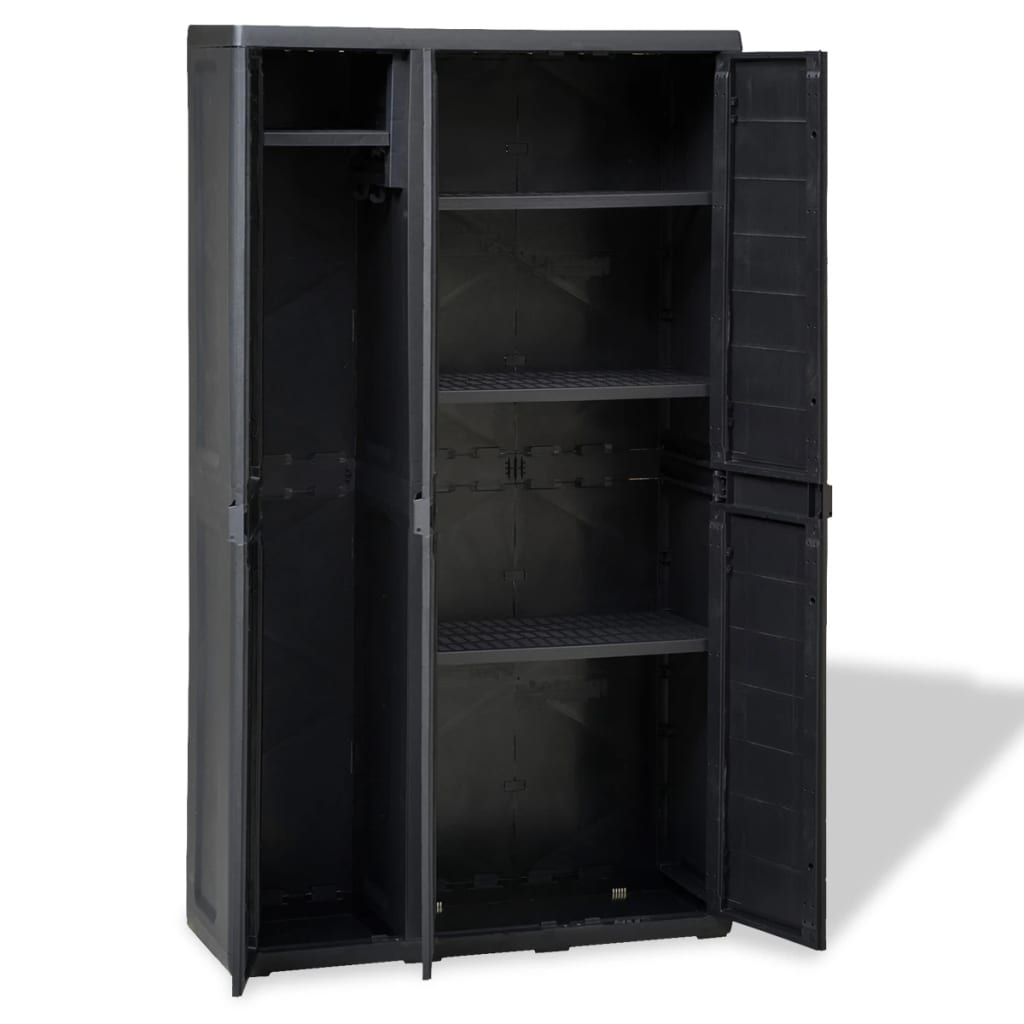 Gartenschrank mit 4 Regalen Schwarz