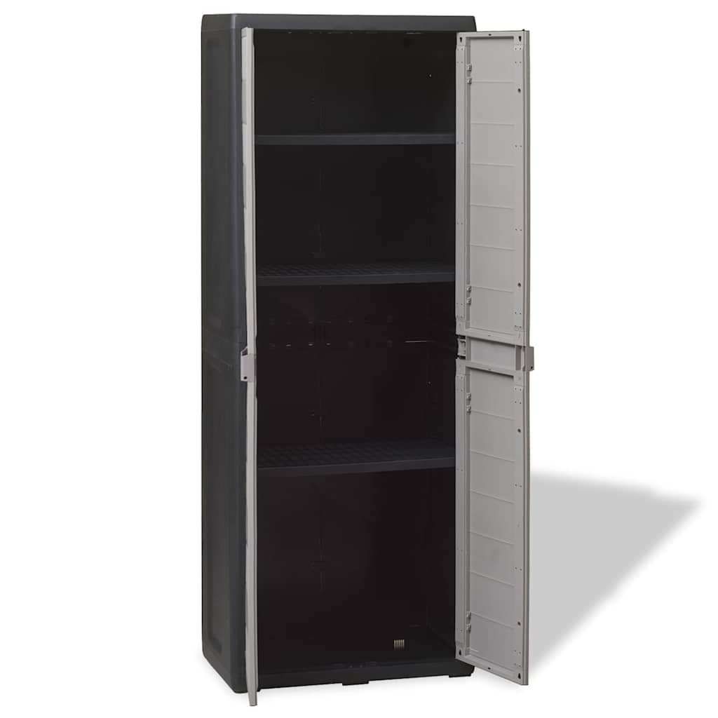 Gartenschrank mit 3 Böden Schwarz und Grau