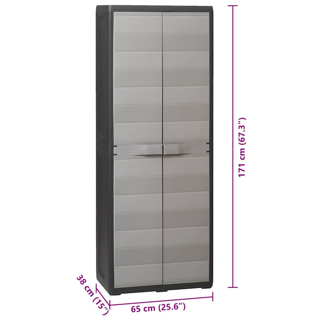 Gartenschrank mit 3 Böden Schwarz und Grau