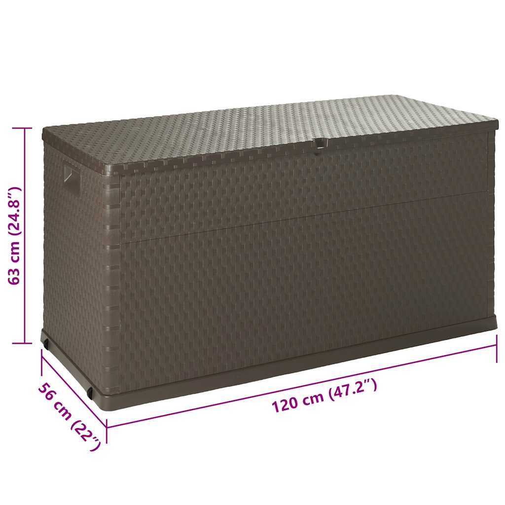 Garten-Aufbewahrungsbox Braun 120x56x63 cm PP Rattan