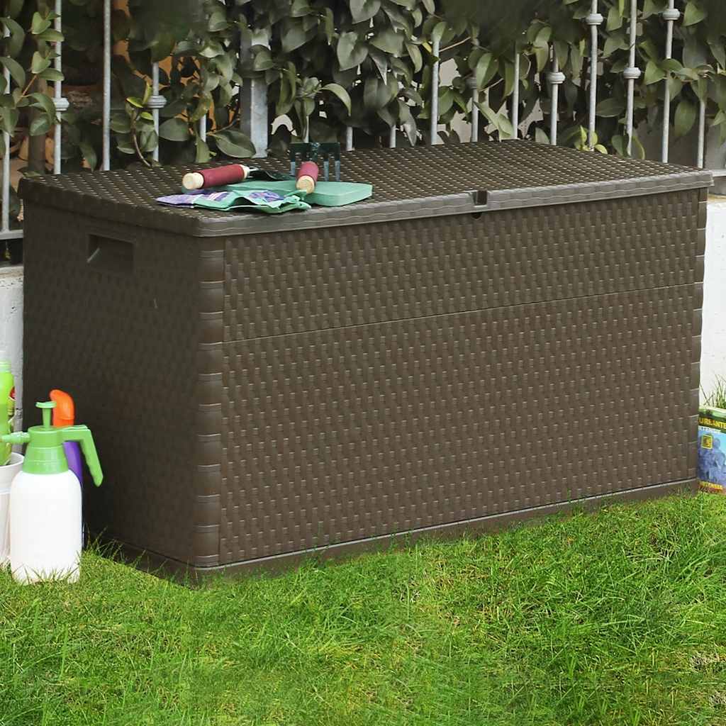 Garten-Aufbewahrungsbox Braun 120x56x63 cm PP Rattan