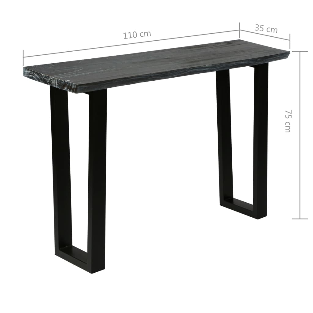 Konsolentisch Mindi-Holz Massiv 110 x 35 x 75 cm Grau