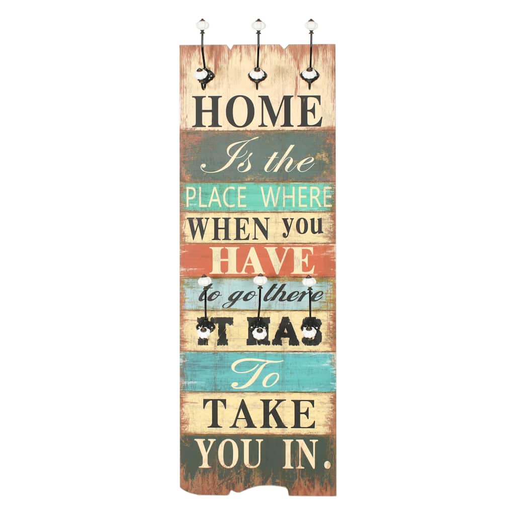 Wandgarderobe mit 6 Haken 120 x 40 cm "HOME IS