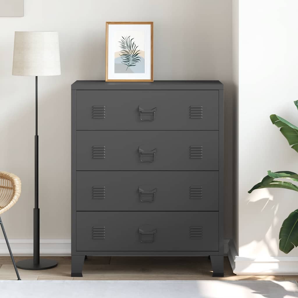 Schubladenschrank Metall Industrie-Stil 78 x 40 x 93 cm Schwarz