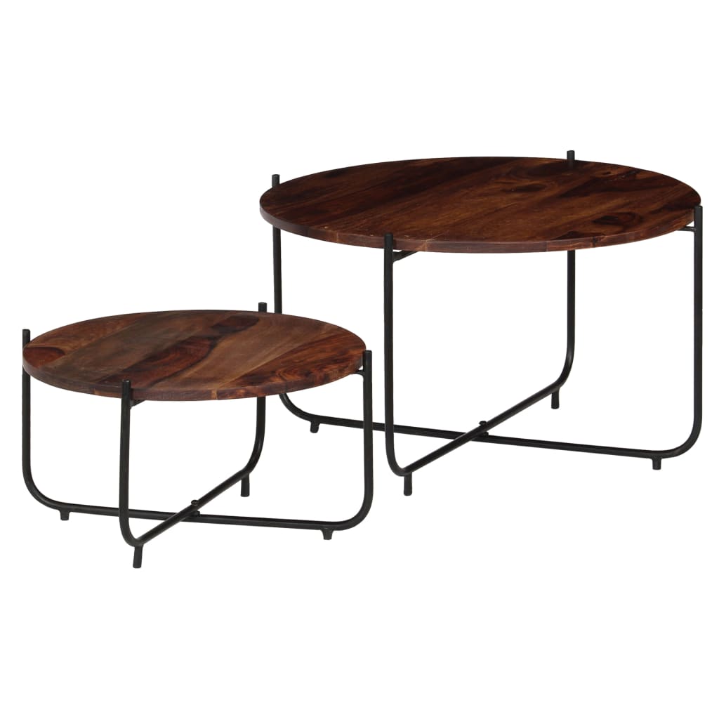 2-tlg. Couchtisch-Set Massivholz Akazie 60x35 cm
