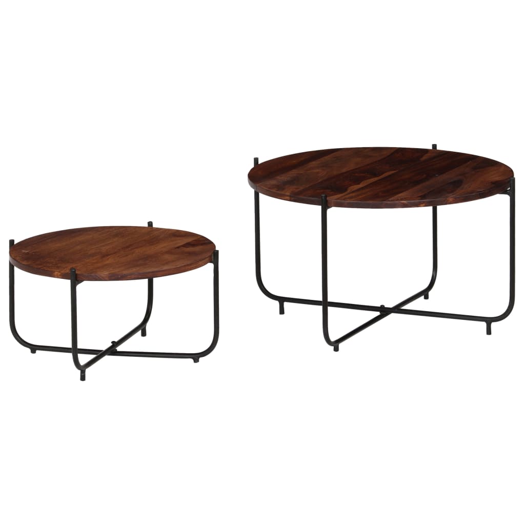2-tlg. Couchtisch-Set Massivholz Akazie 60x35 cm