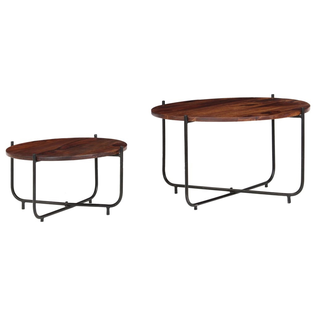 2-tlg. Couchtisch-Set Massivholz Akazie 60x35 cm