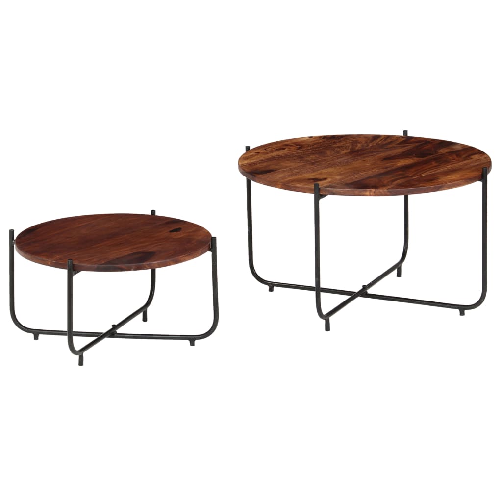 2-tlg. Couchtisch-Set Massivholz Akazie 60x35 cm