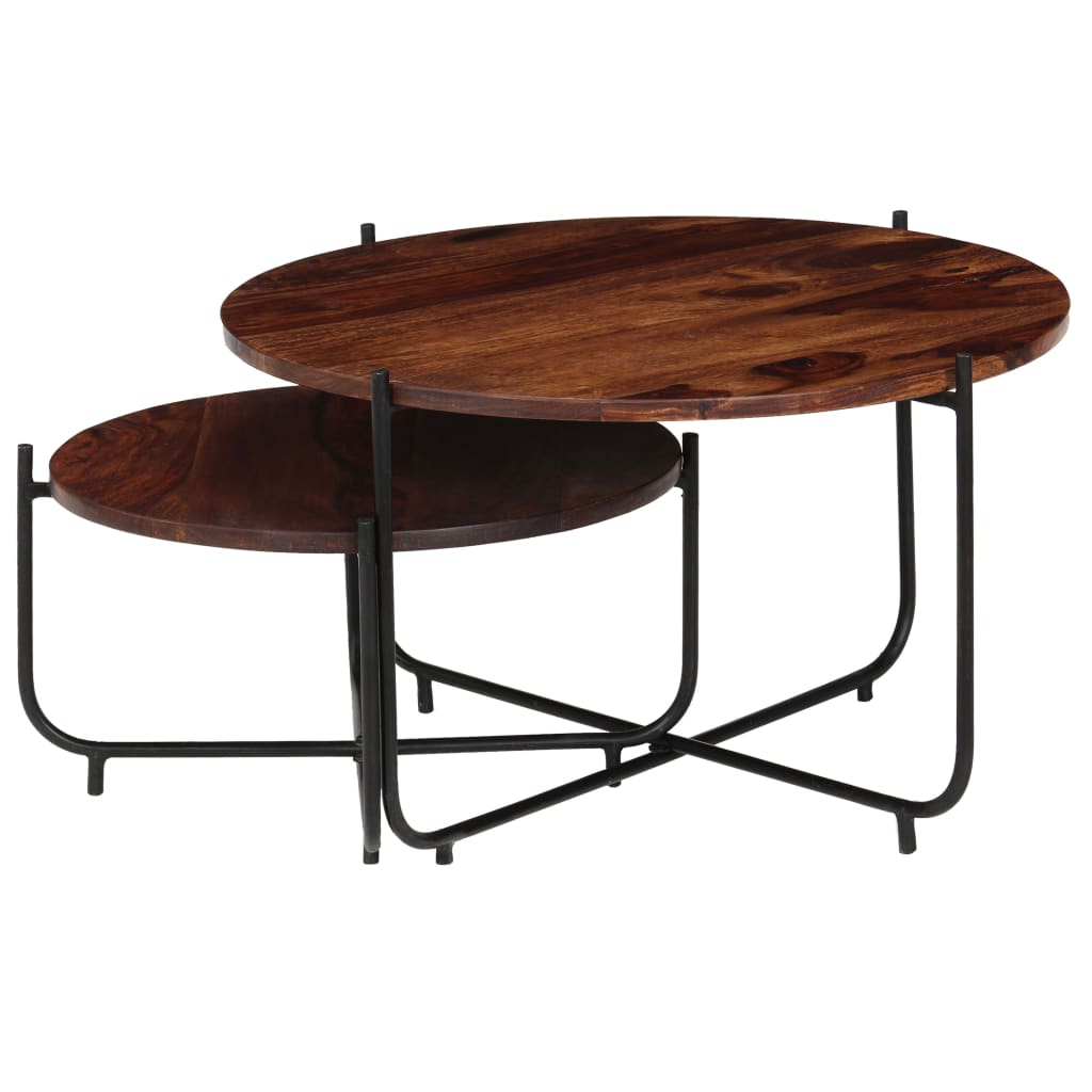 2-tlg. Couchtisch-Set Massivholz Akazie 60x35 cm