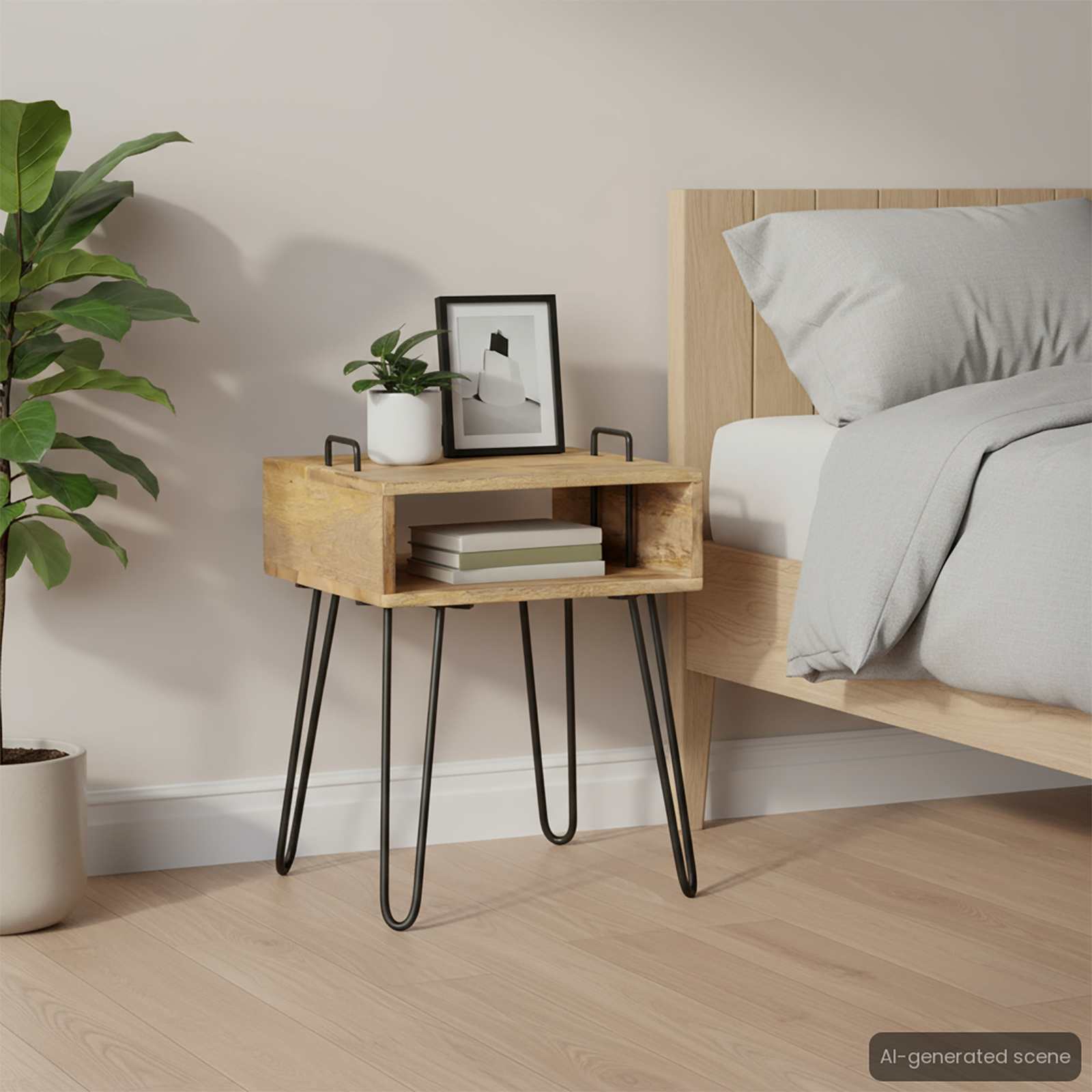 Nachttisch Massivholz Mango 40x34x47 cm