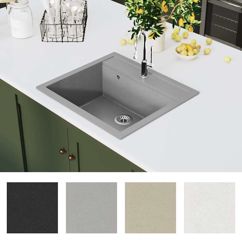 Granitspüle Einzelbecken Grau