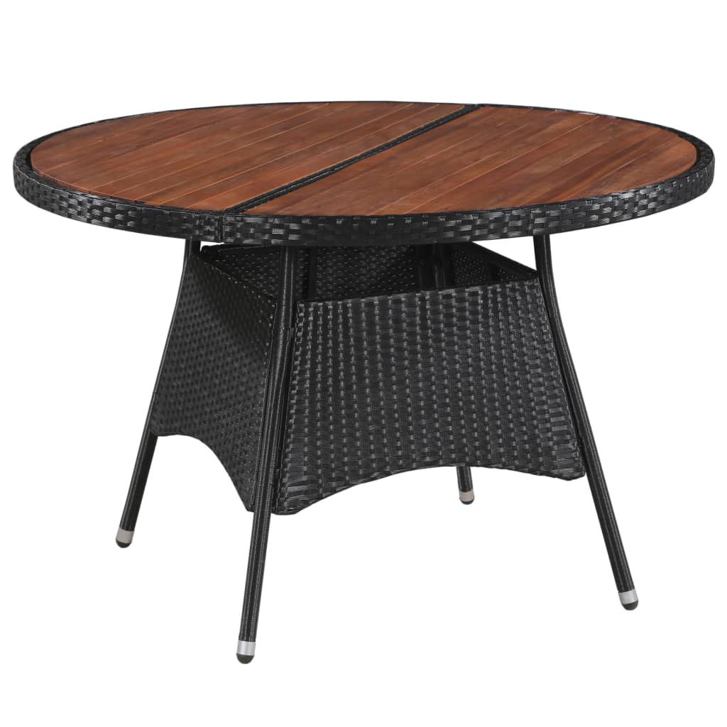 Gartentisch 115x74 cm Poly Rattan und Massivholz Akazie
