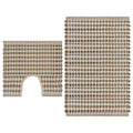 Handgewebtes Badematten-Set Jute Stoff Natur und Weiß