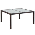 Gartentisch 150x90x75 cm Braun Poly Rattan und Glas
