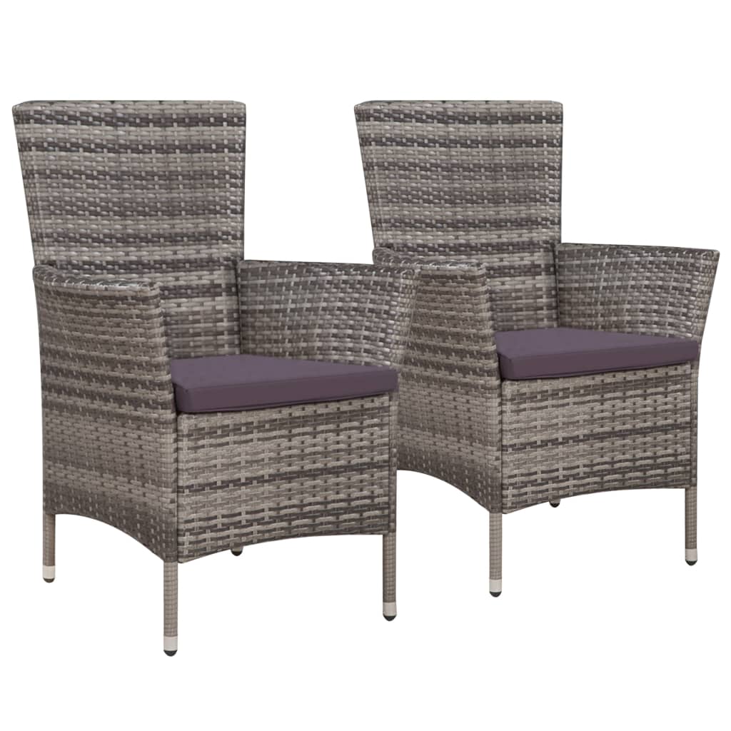 Gartenstühle 2 Stk. mit Auflagen Poly Rattan Grau