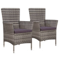Gartenstühle 2 Stk. mit Auflagen Poly Rattan Grau