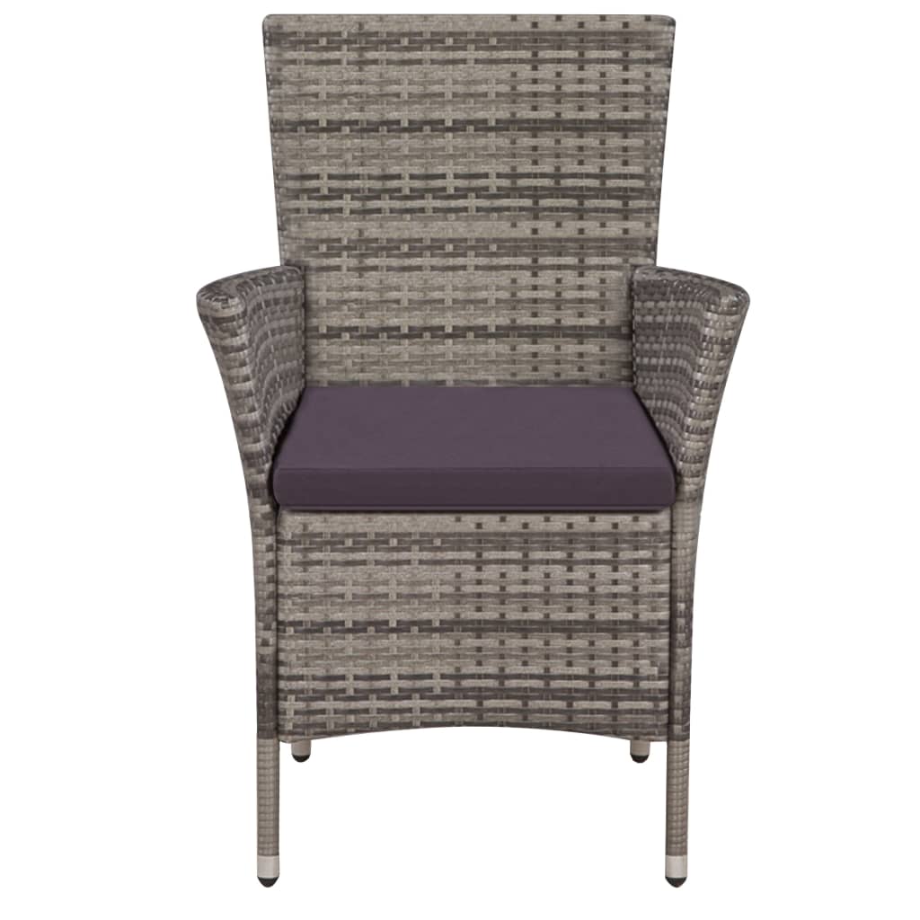 Gartenstühle 2 Stk. mit Auflagen Poly Rattan Grau