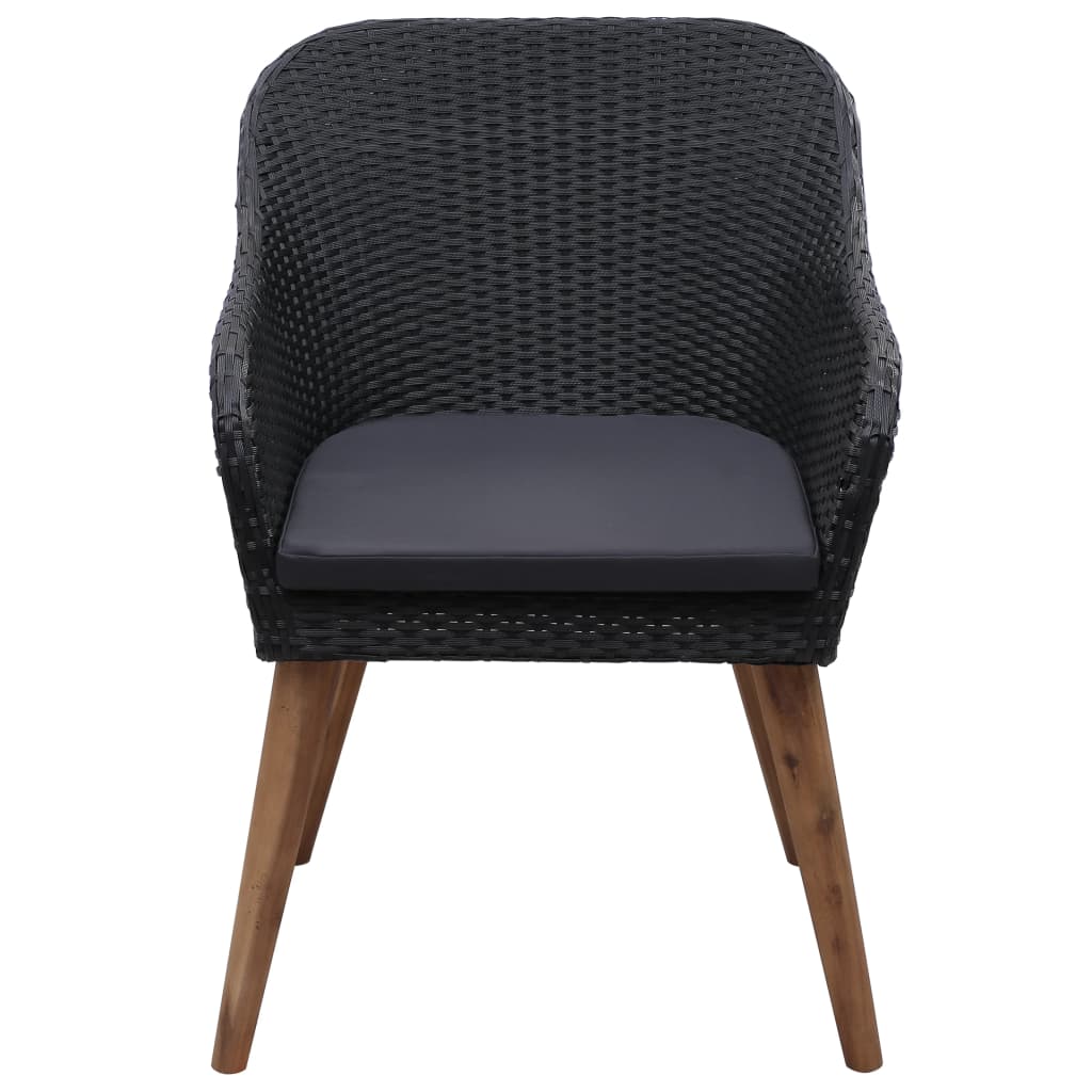 Gartenstühle mit Polstern 2 Stk. Poly Rattan Schwarz