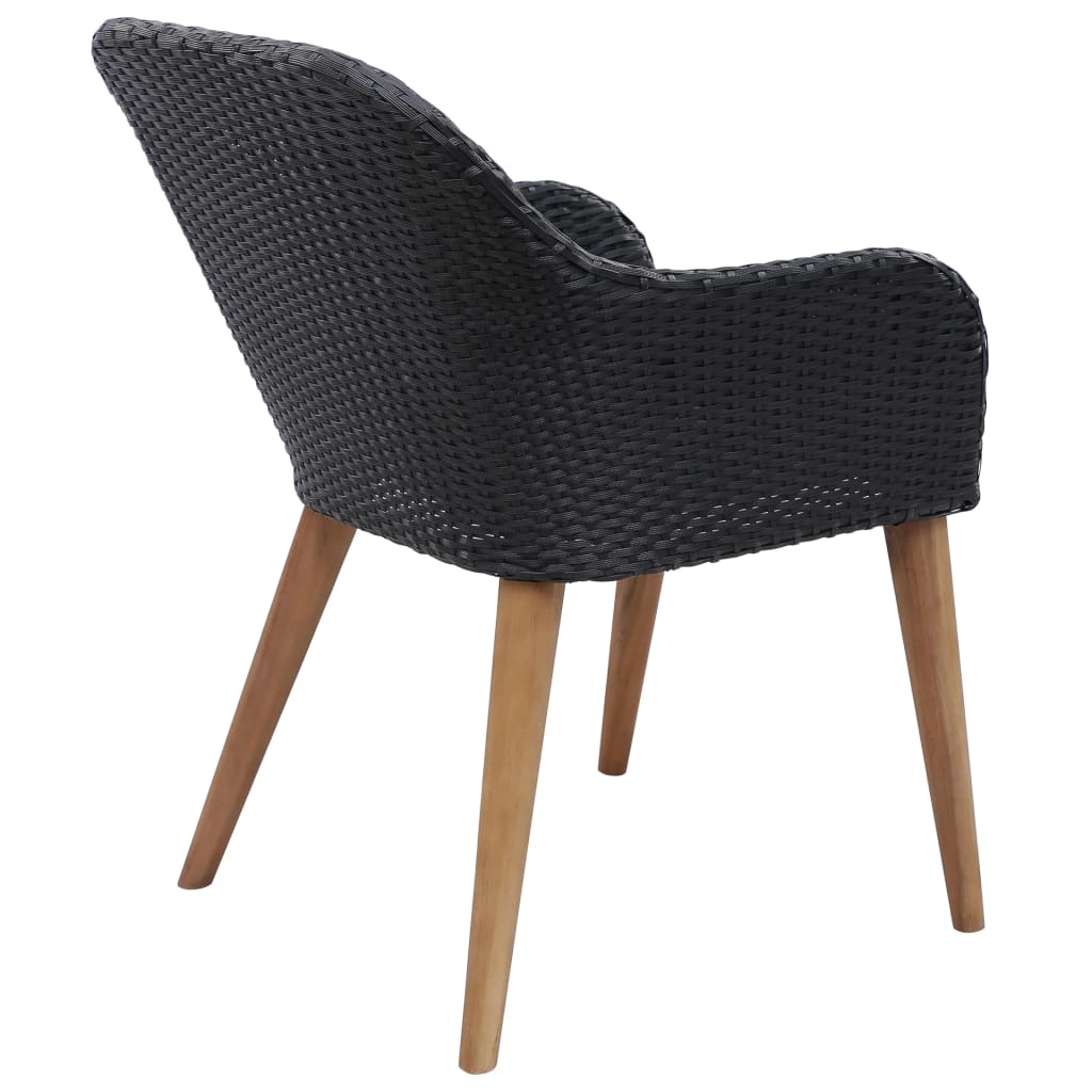 Gartenstühle mit Polstern 2 Stk. Poly Rattan Schwarz