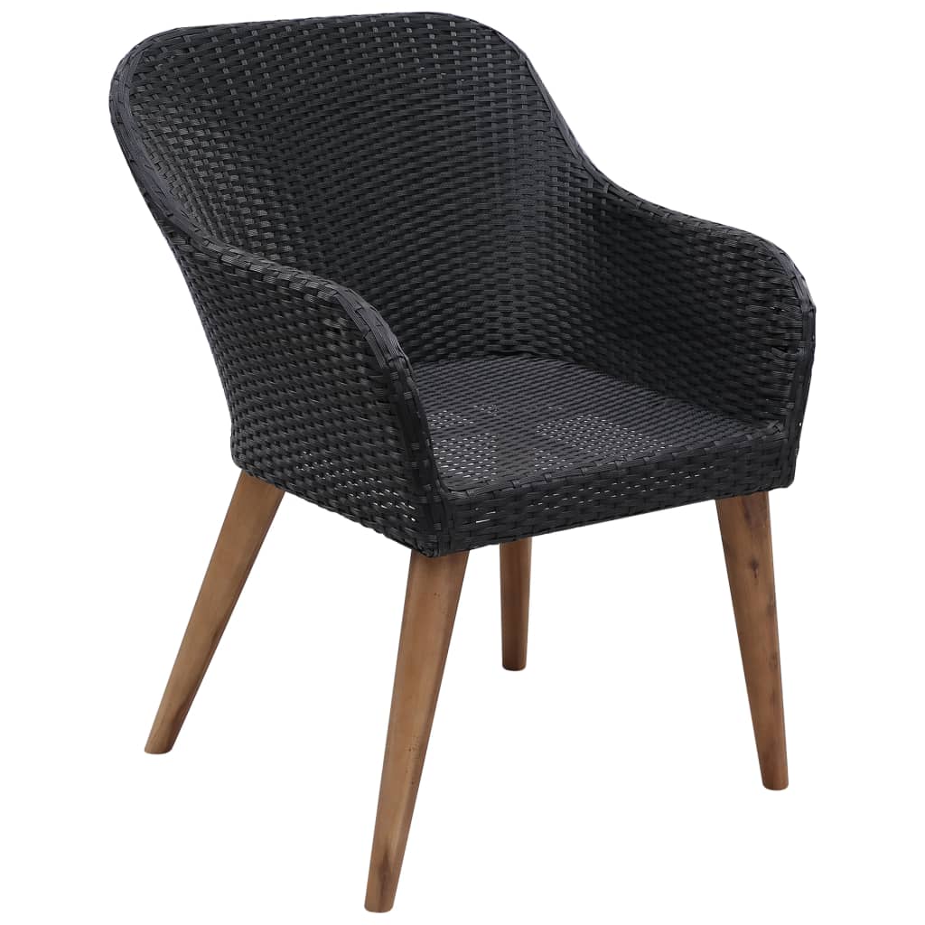 Gartenstühle mit Polstern 2 Stk. Poly Rattan Schwarz