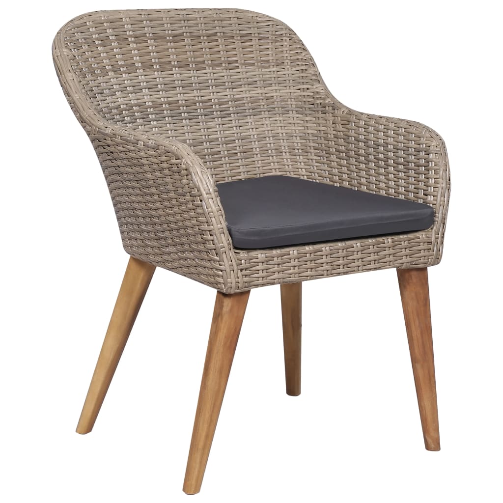 Gartenstühle mit Polstern 2 Stk. Poly Rattan Braun
