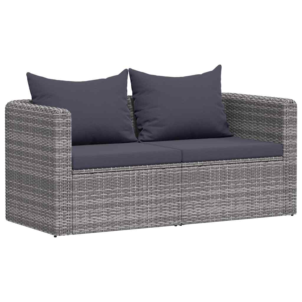 Garten-Ecksofas 2 Stk. Grau Poly Rattan
