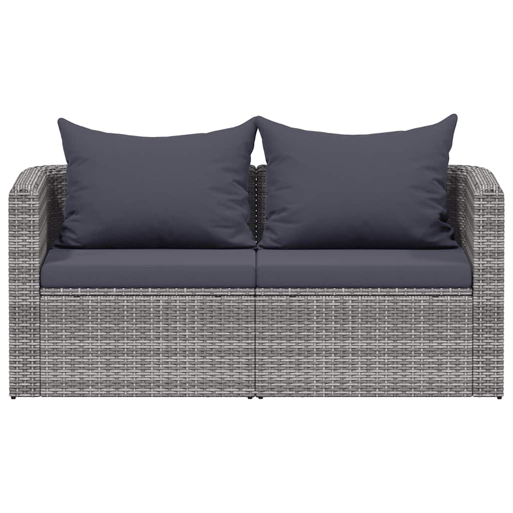 Garten-Ecksofas 2 Stk. Grau Poly Rattan