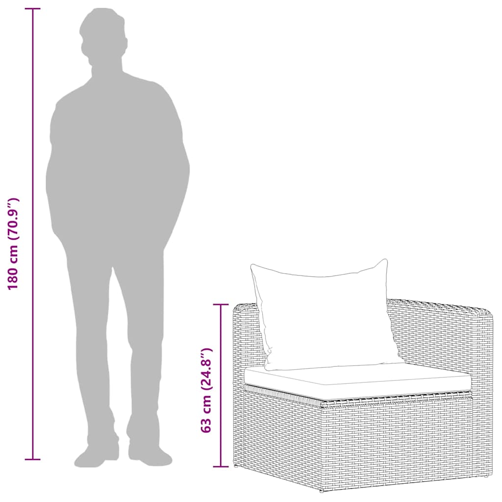 Garten-Ecksofas 2 Stk. Grau Poly Rattan