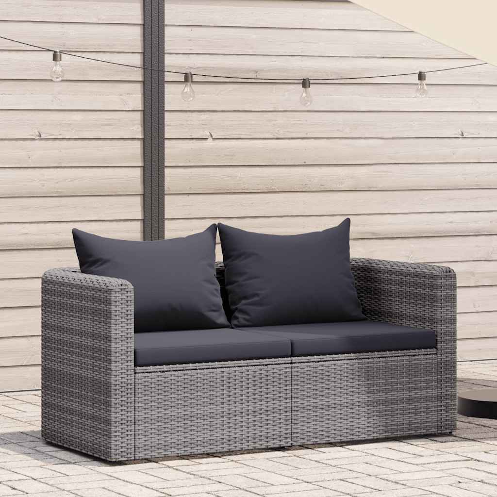 Garten-Ecksofas 2 Stk. Grau Poly Rattan