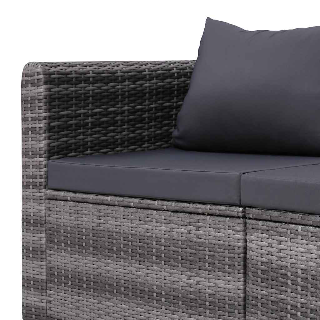 4-tlg. Garten-Sofagarnitur mit Kissen Grau Poly Rattan