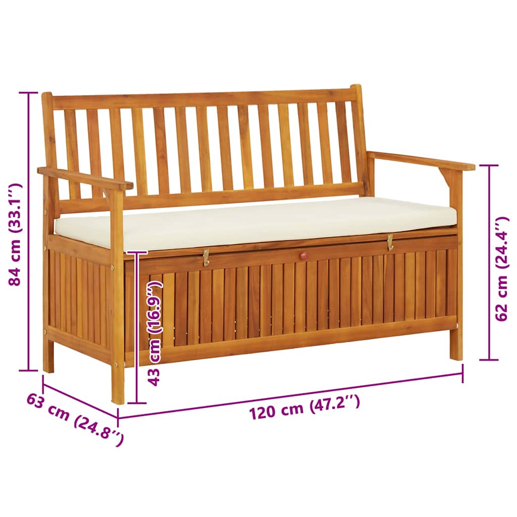 Garten Aufbewahrungsbank Akazienholz Massiv 120 x 63 x 84 cm