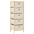 Korb-Kommode mit 5 Stoffkörben Zedernholz Beige