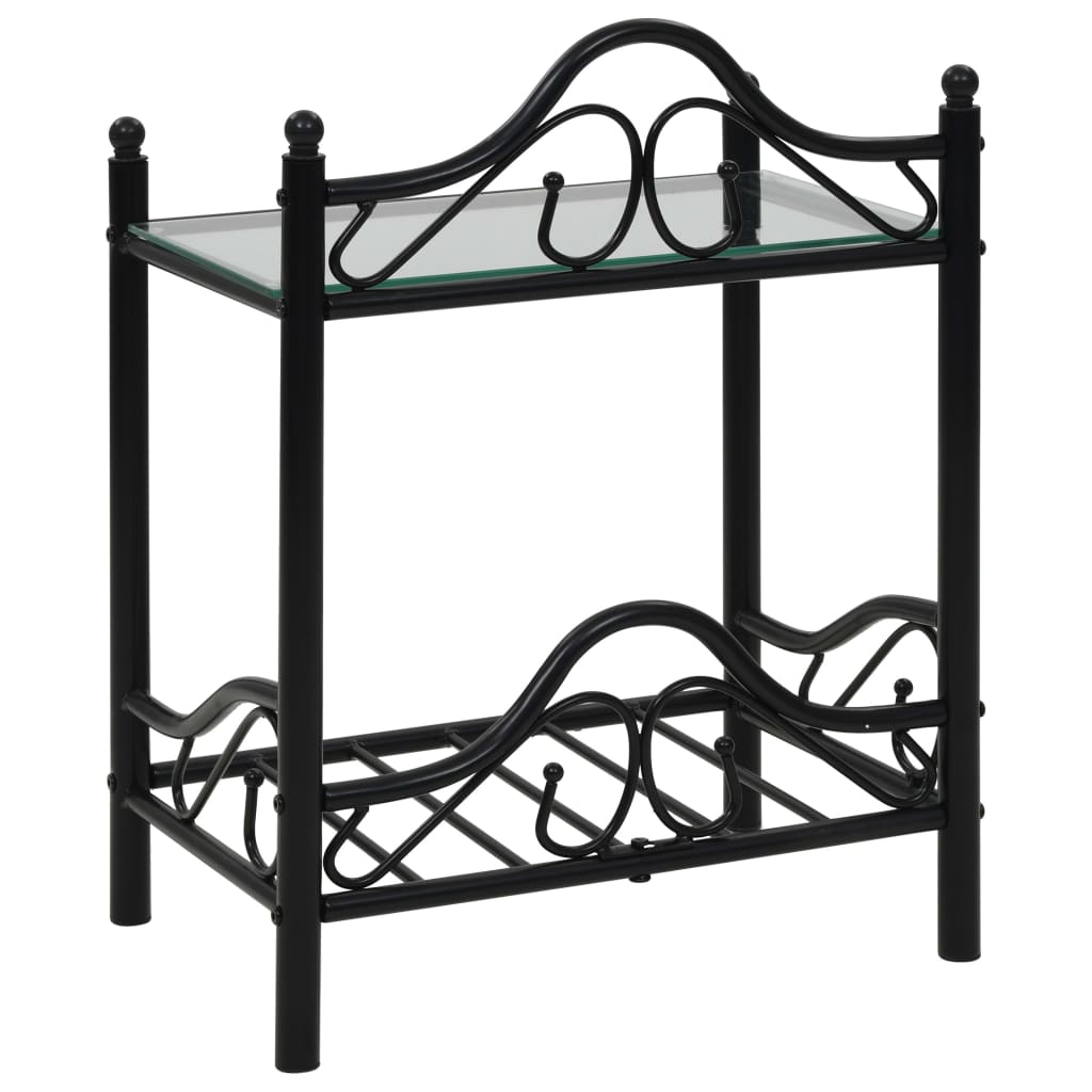 Nachttisch Stahl und Hartglas 45x30,5x60 cm Schwarz