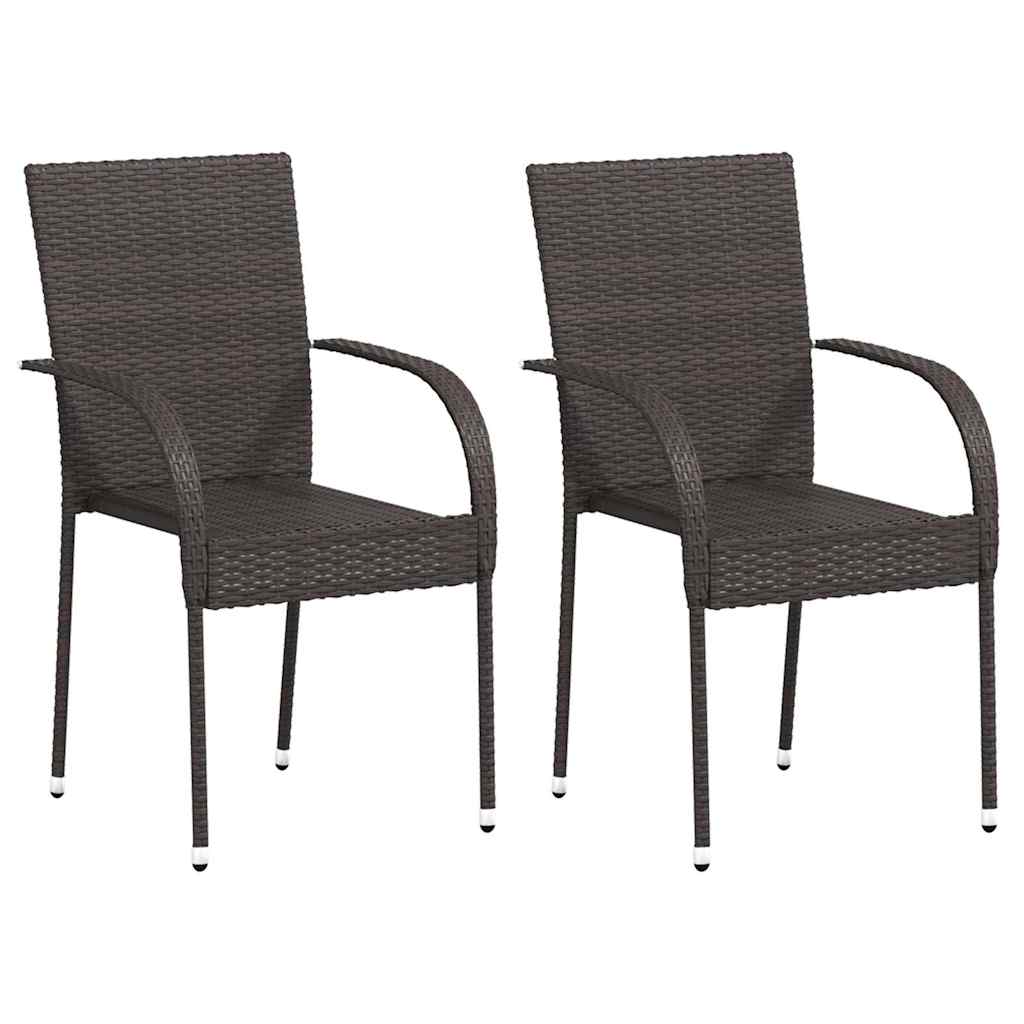 Stapelbare Gartenstühle 2 Stk. Poly Rattan Braun