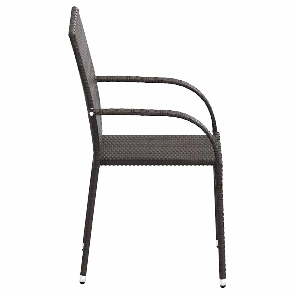 Stapelbare Gartenstühle 2 Stk. Poly Rattan Braun