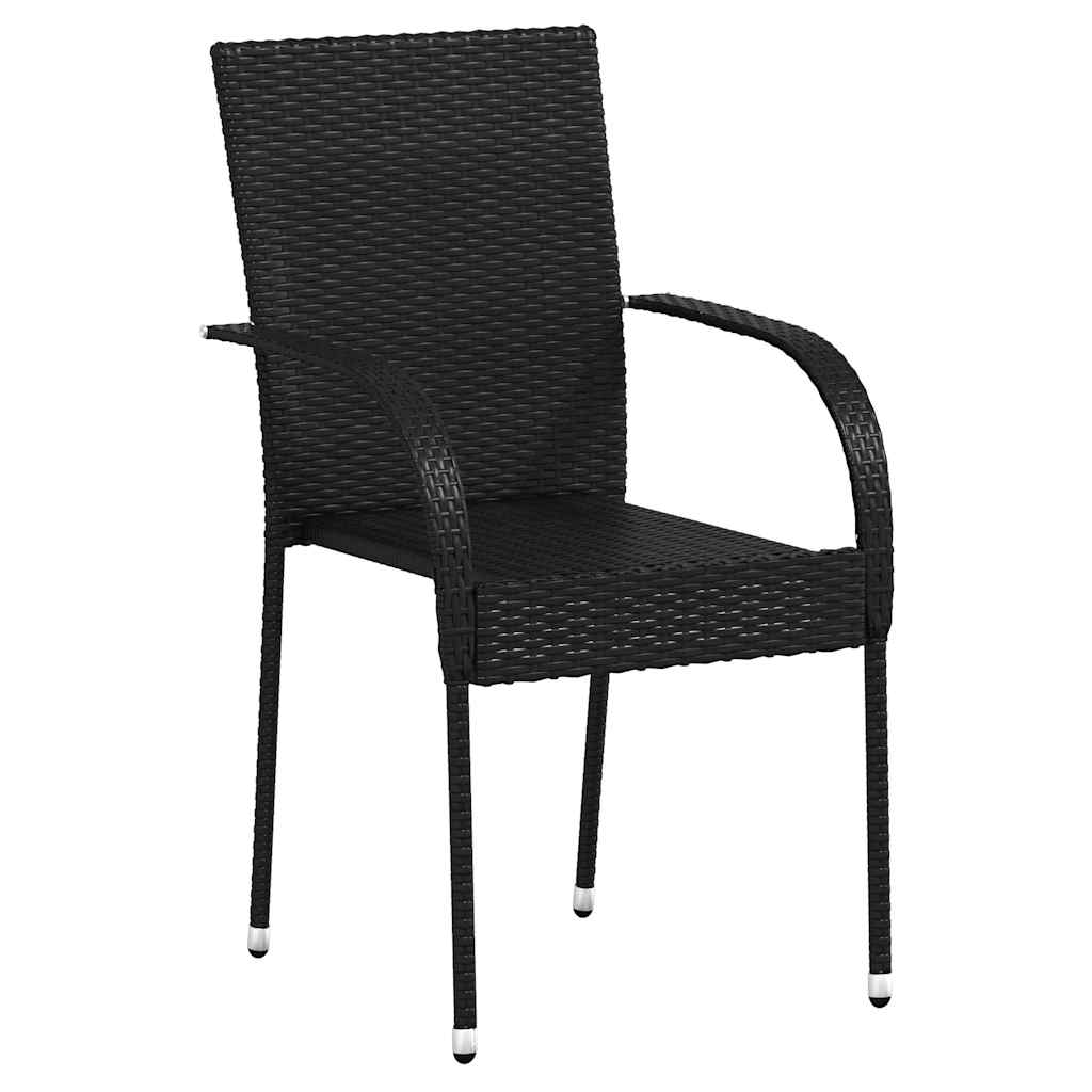 Stapelbare Gartenstühle 2 Stk. Poly Rattan Schwarz