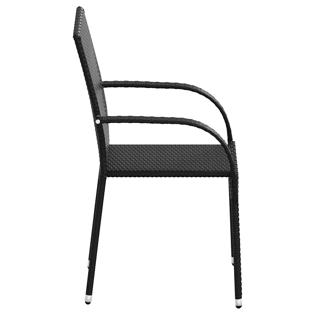 Stapelbare Gartenstühle 2 Stk. Poly Rattan Schwarz