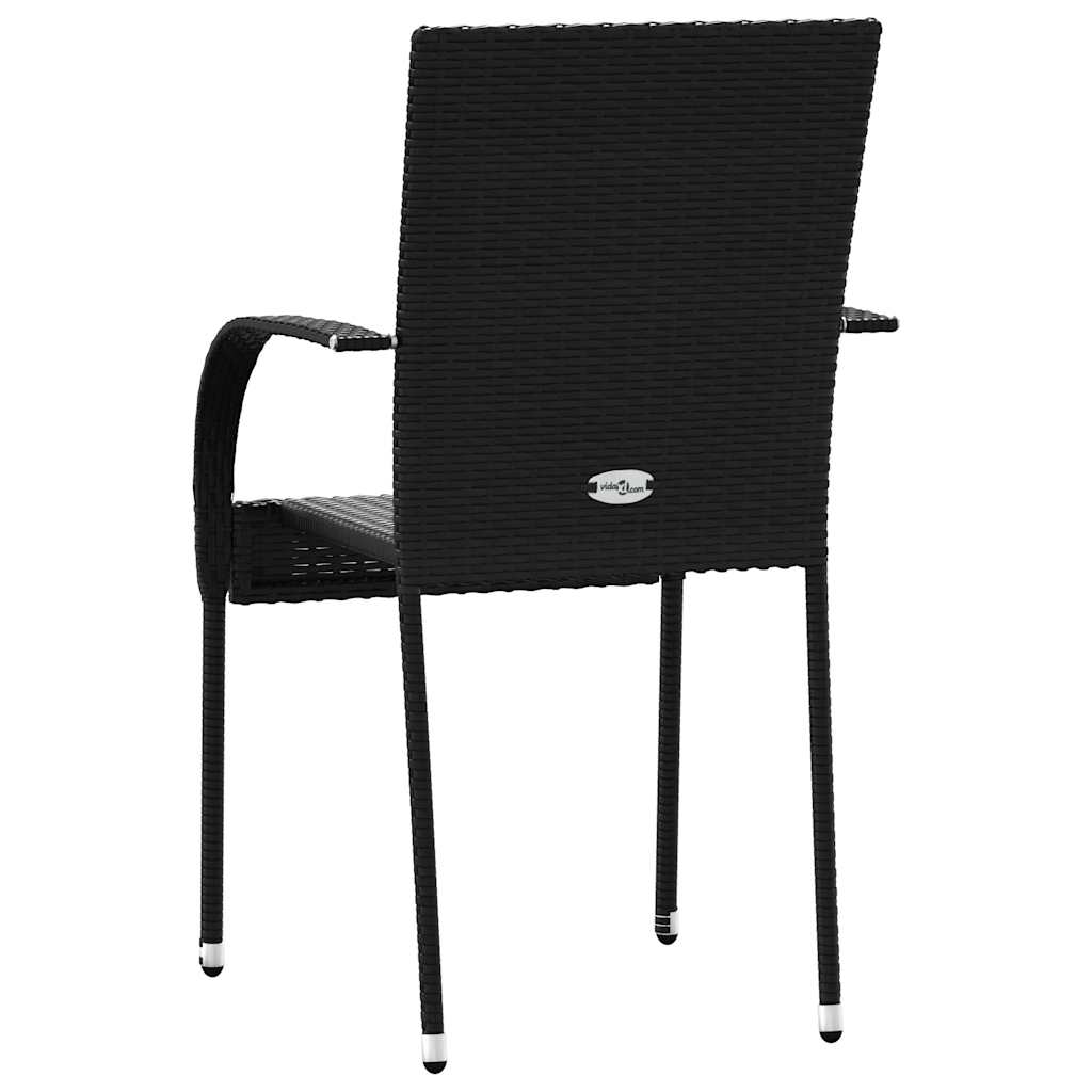 Stapelbare Gartenstühle 2 Stk. Poly Rattan Schwarz