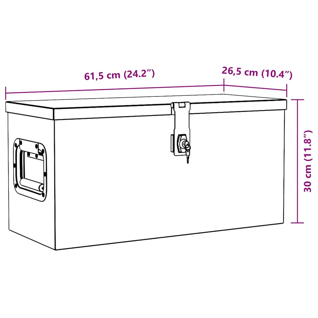 Aluminiumkiste 61,5 x 26,5 x 30 cm Silbern