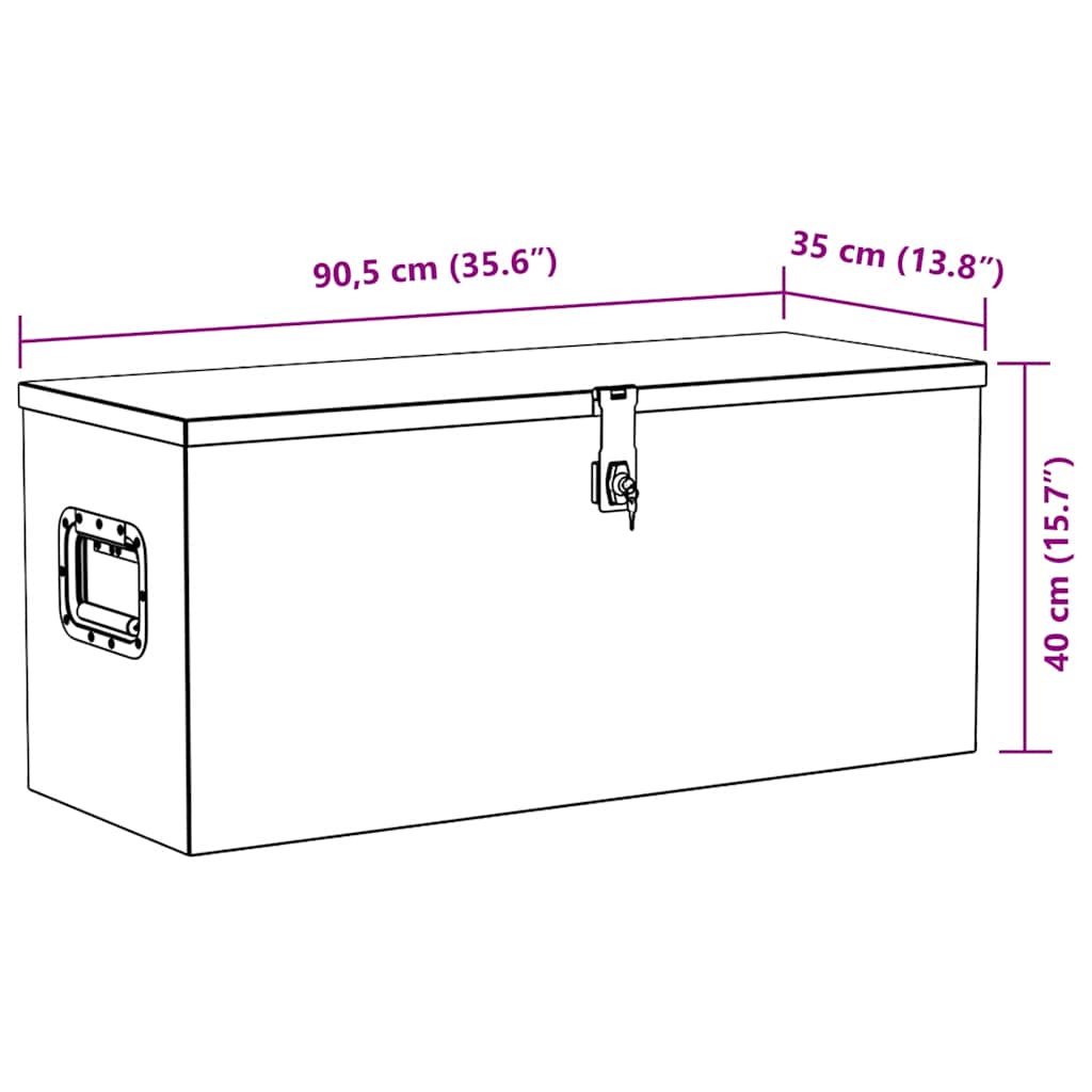 Aluminiumkiste 90,5×35×40 cm Silbern