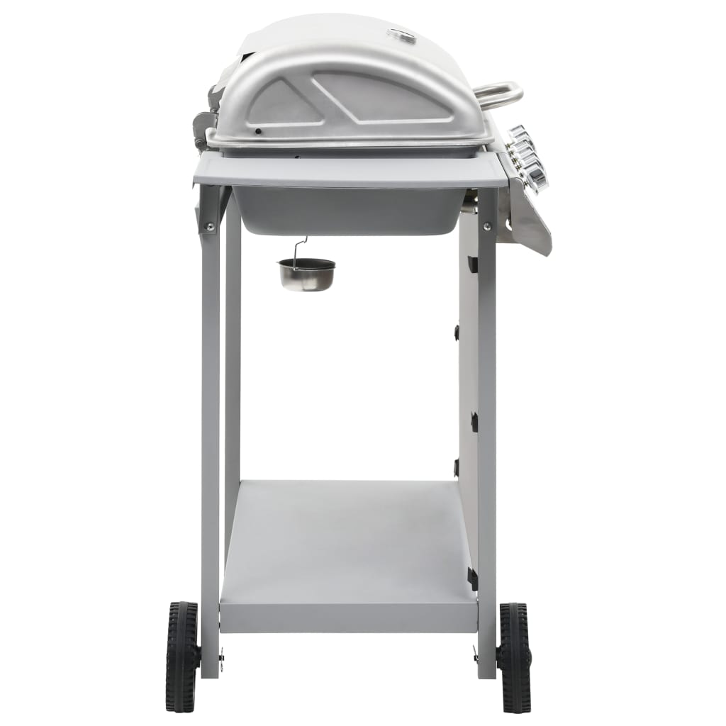 Gasgrill mit 6 Flammen Edelstahl Silbern